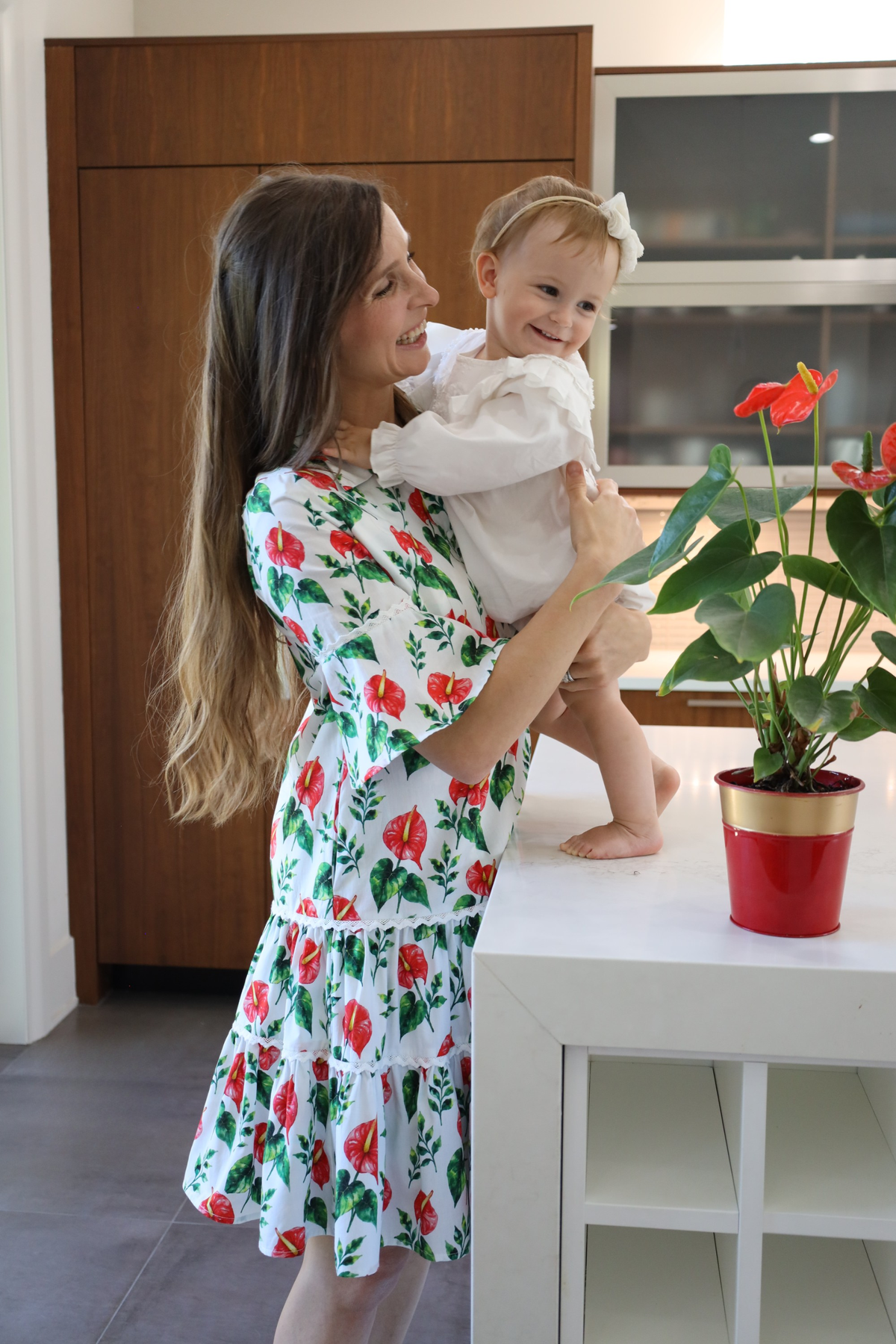 Breezy Dress with Nursing Zippers in Anthurium
