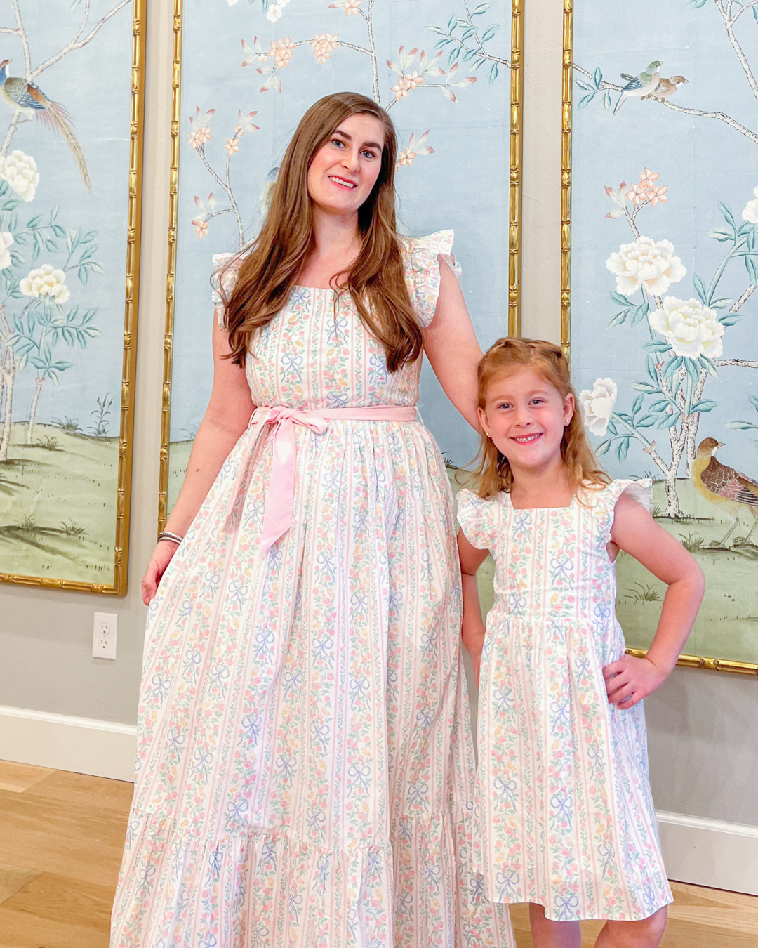 Angela Maxi Dress with Nursing Zippers in Bowtanical Rose Garden