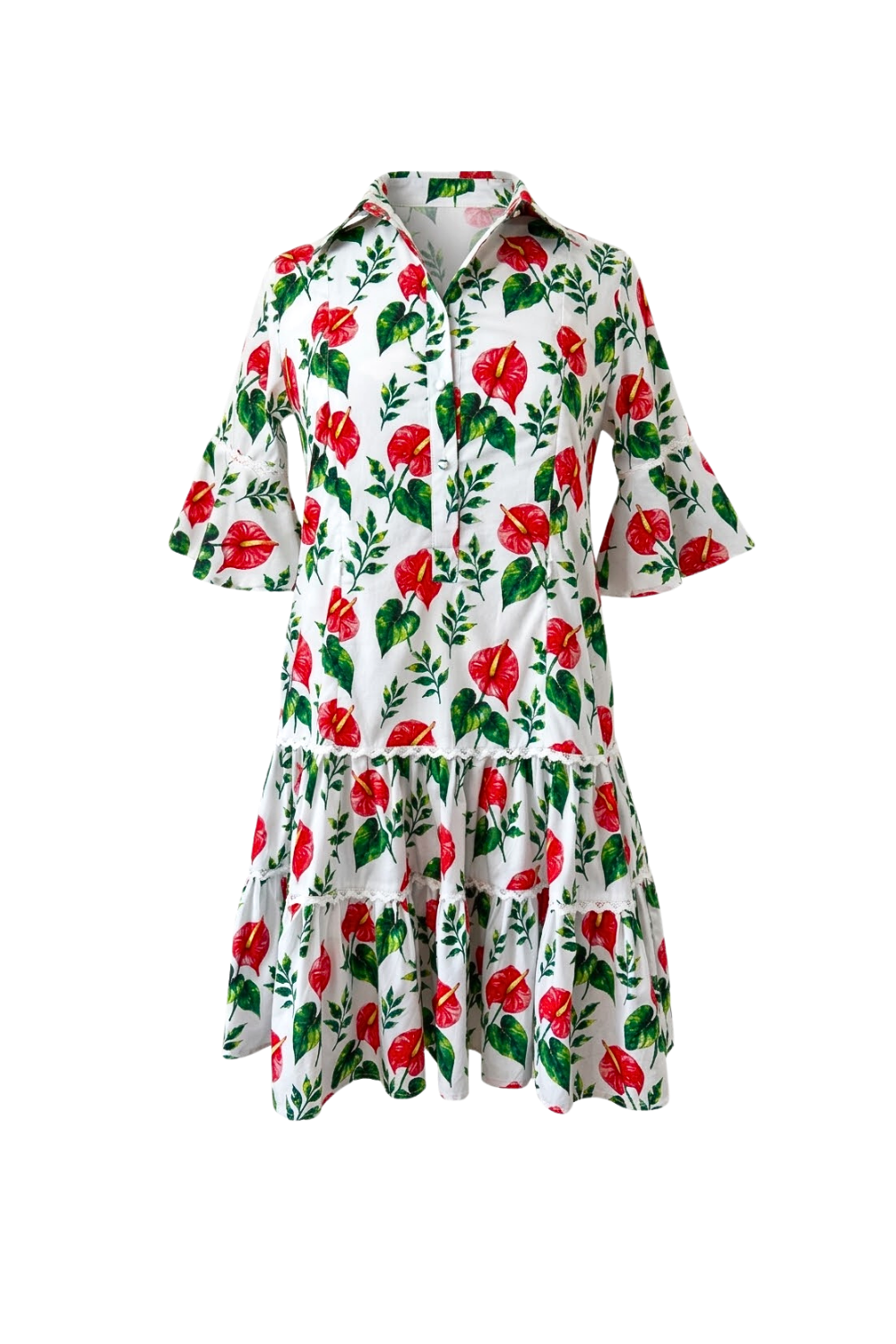 Breezy Dress with Nursing Zippers in Anthurium