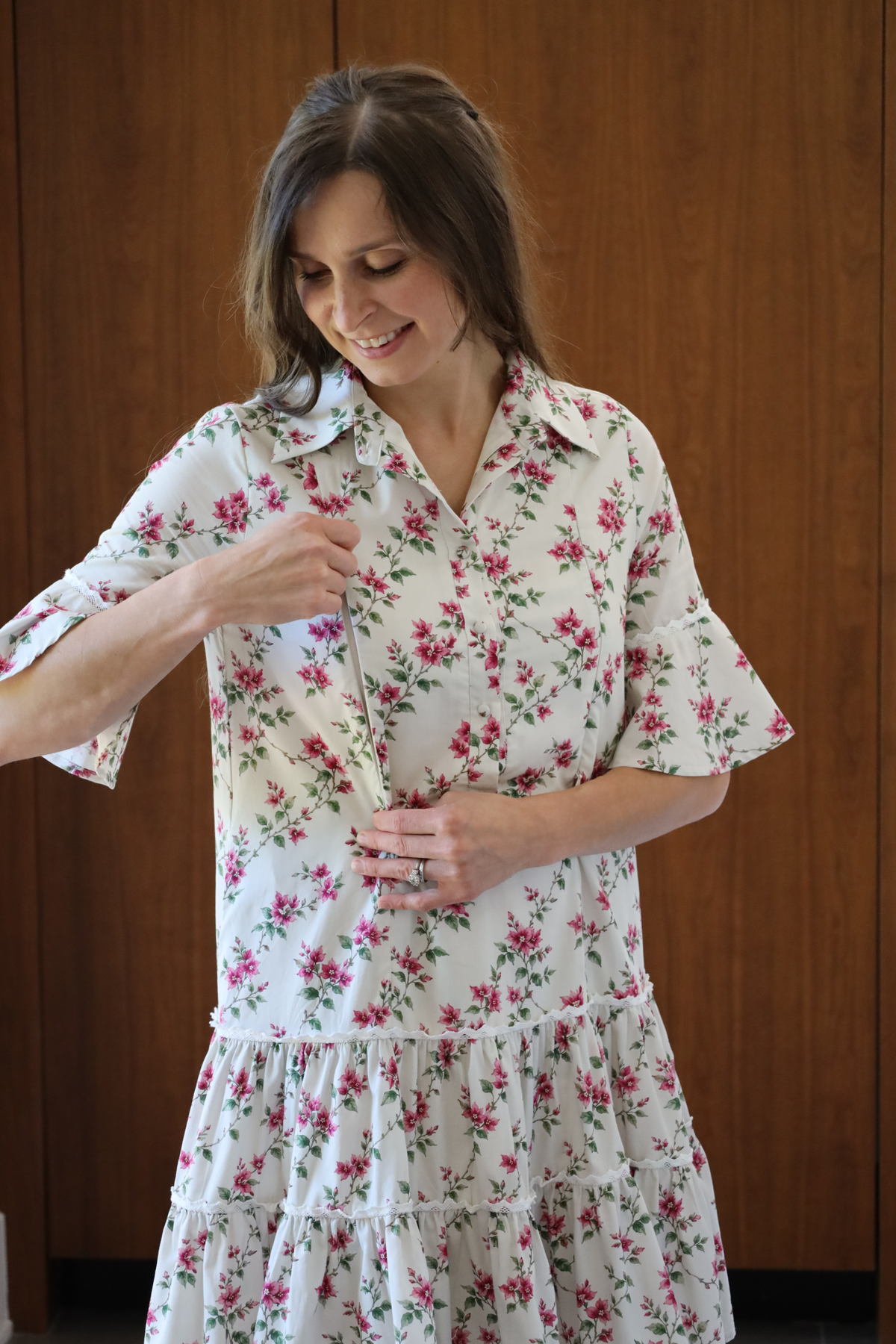 Breezy Dress with Nursing Zippers in Bougainvillea