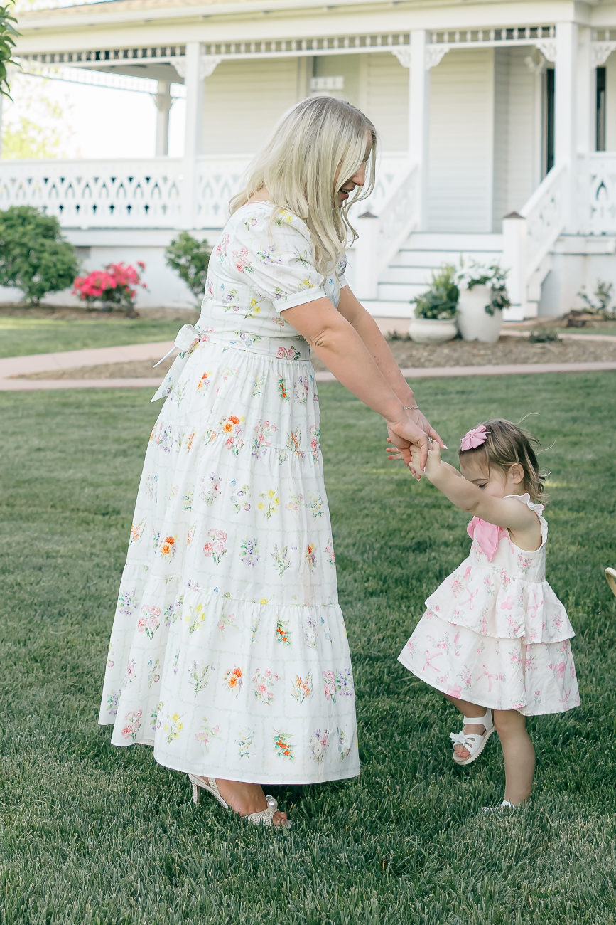 Versa Dress with Nursing Zippers in Birth Flowers