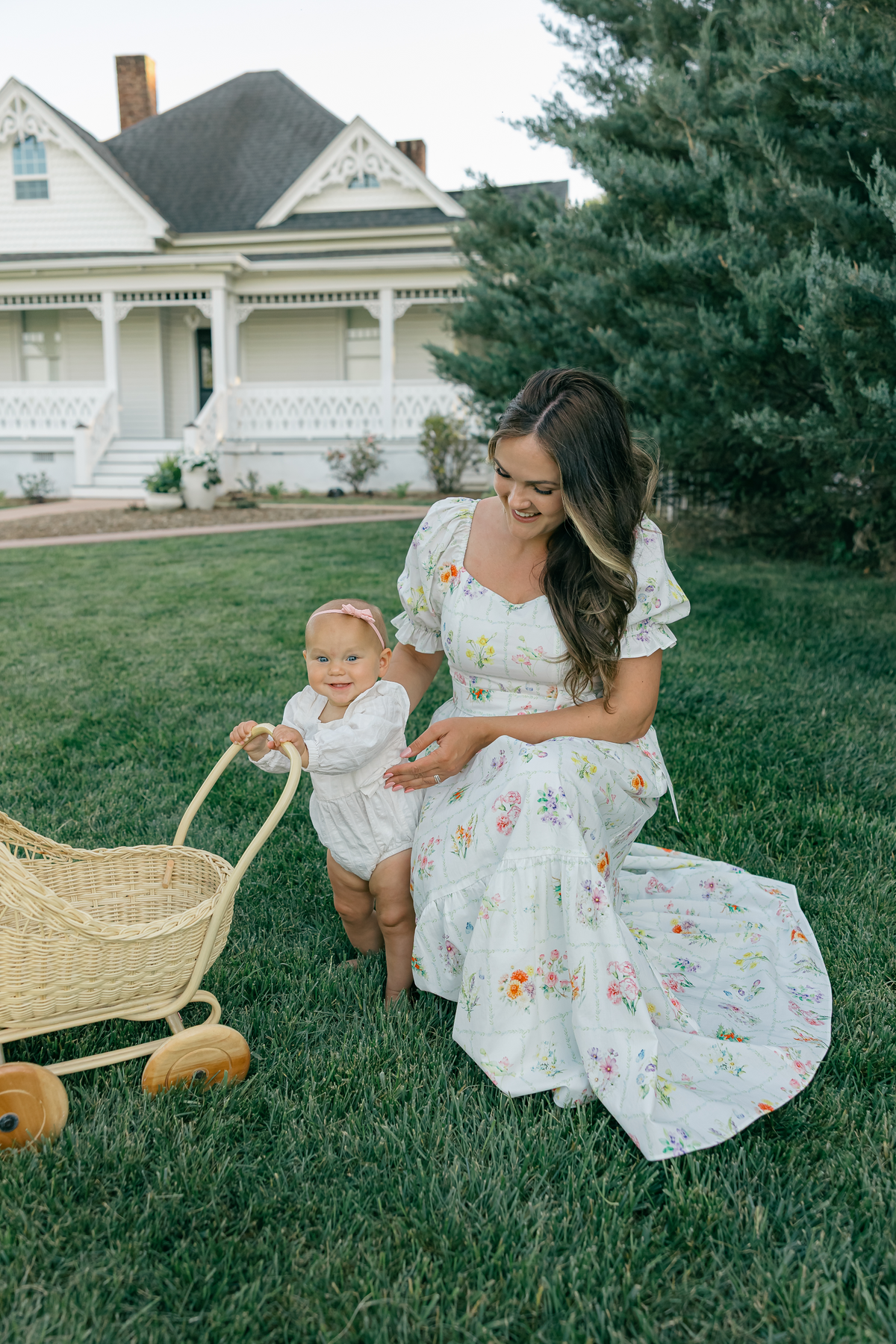 Ann Maxi Dress with Nursing Zippers in Birth Flowers