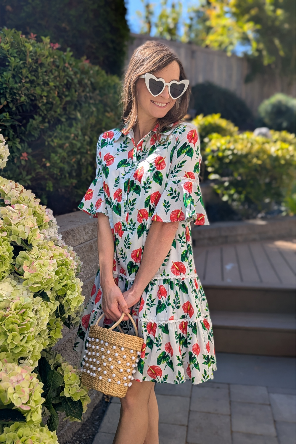 Breezy Dress with Nursing Zippers in Anthurium