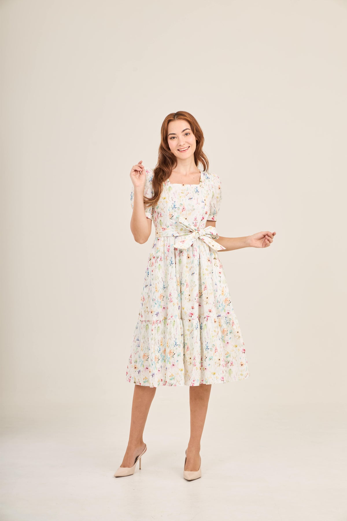 Enchanted Twirl Dress with Nursing Zippers in Wildflowers