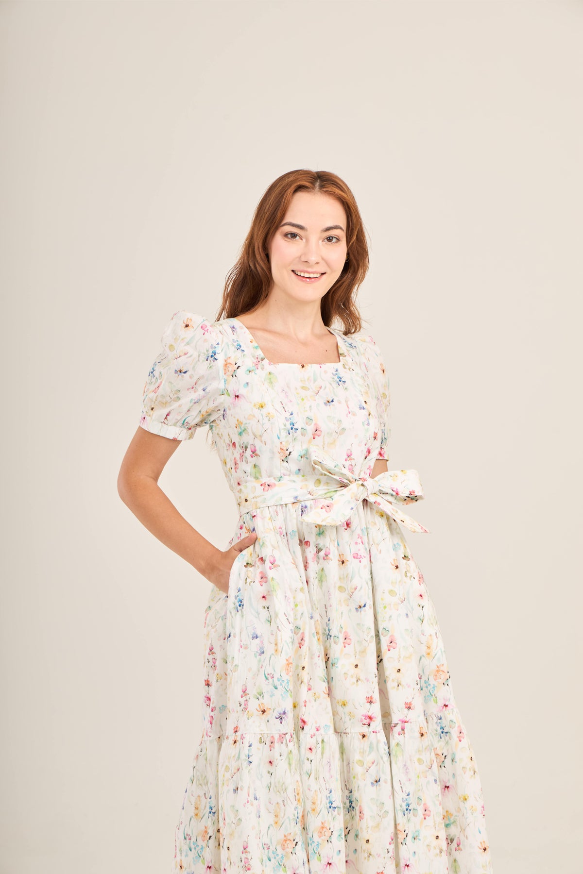 Enchanted Twirl Dress with Nursing Zippers in Wildflowers