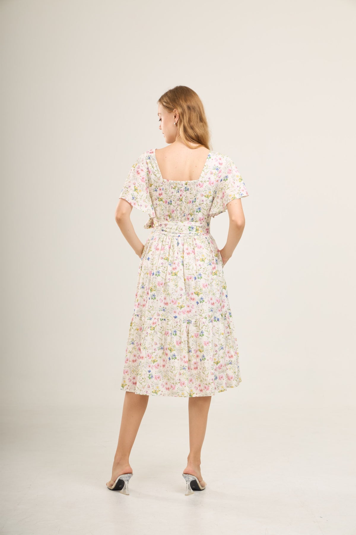 Princess Cotton Midi Dress with Nursing Zippers in Sweet Wildflowers