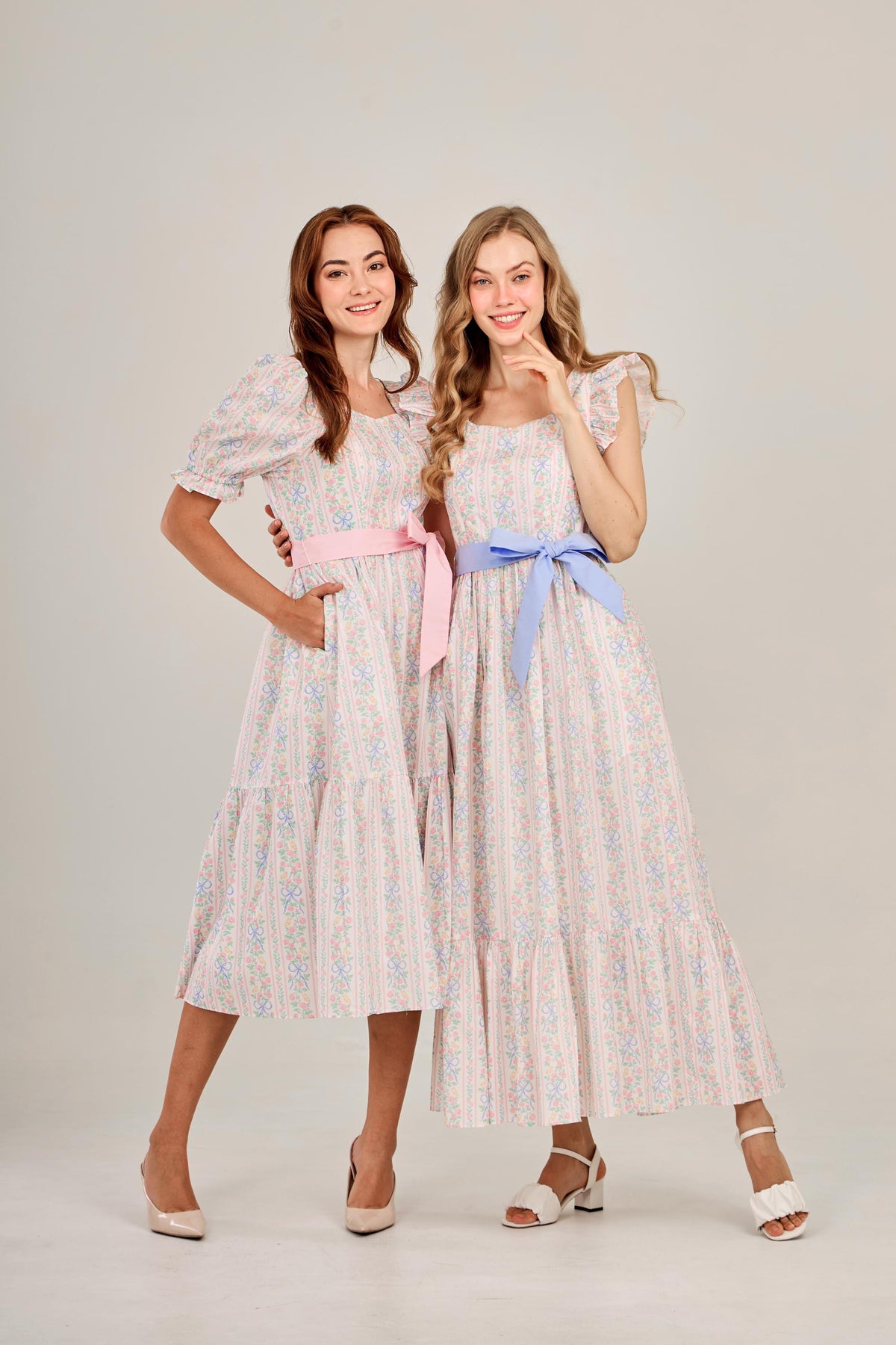 Ann Midi Dress with Nursing Zippers in Bowtanical Rose Garden