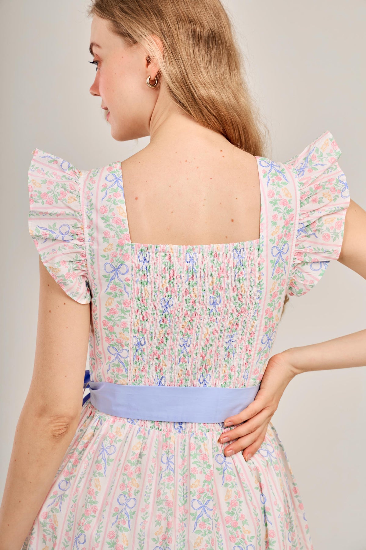 Angela Maxi Dress with Nursing Zippers in Bowtanical Rose Garden