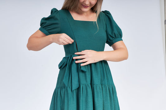 Versa Everywhere Dress with Nursing Zippers in Evergreen, Size XXL (Final Sale)