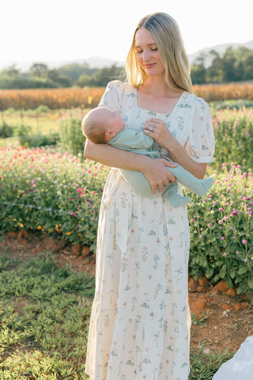 Versa Maxi Dress with Nursing Zippers in Evergarden