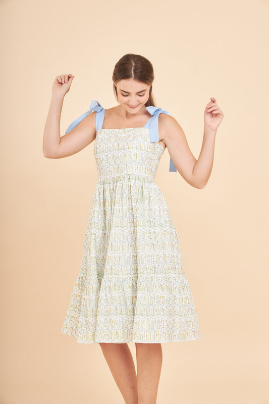 Julia Midi Dress (V.2.0) with Nursing Zippers in Botanical Meadow