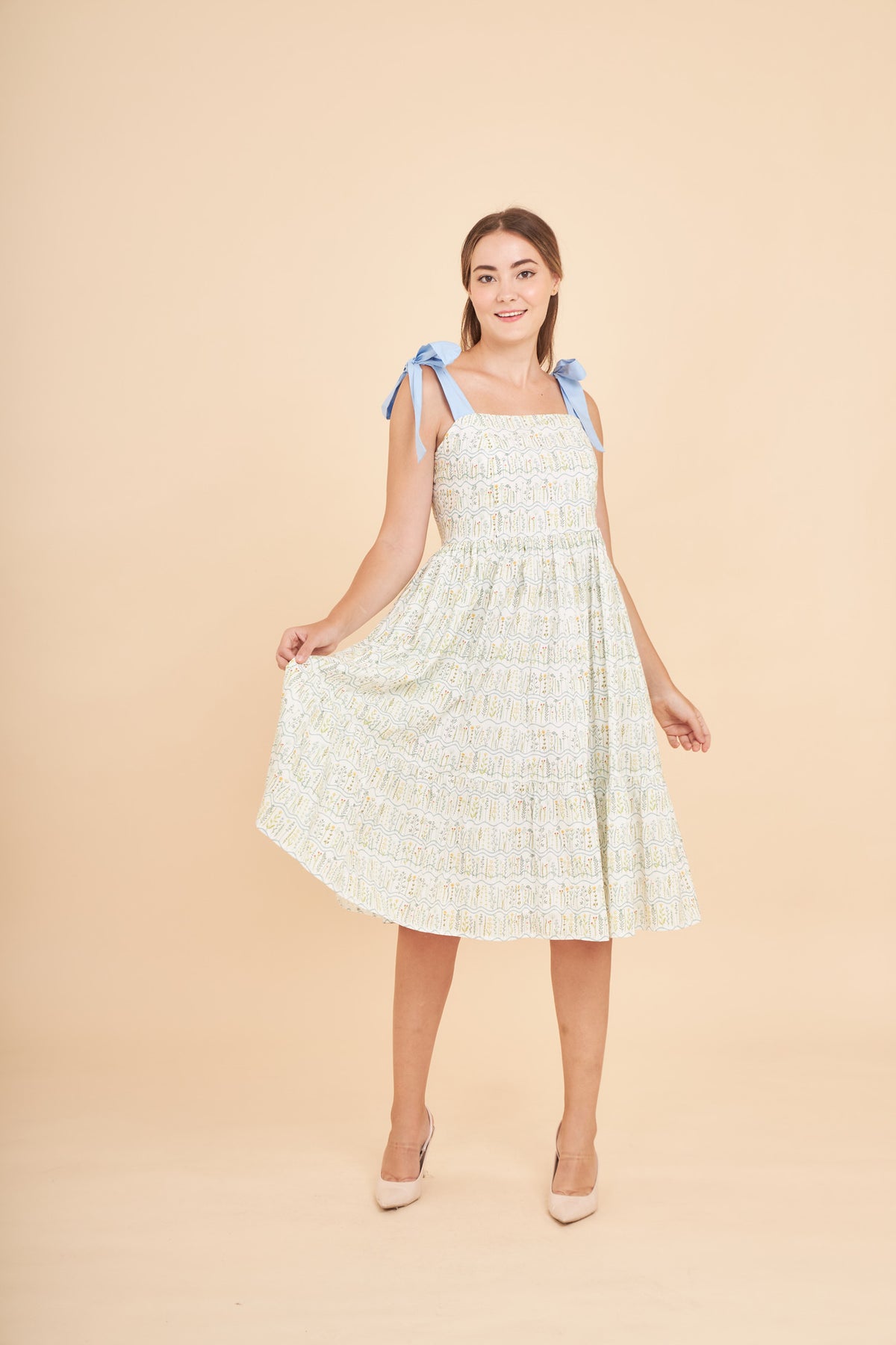 Julia Midi Dress with Nursing Zippers in Botanical Meadow