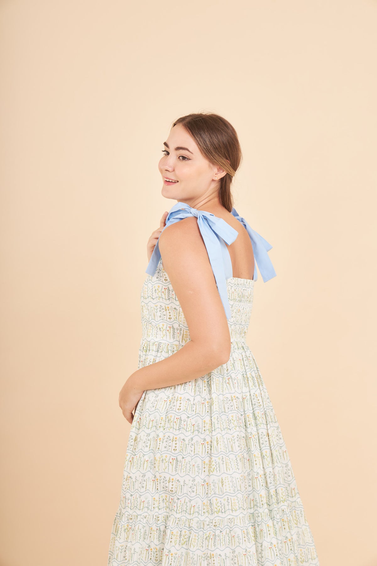 Julia Midi Dress with Nursing Zippers in Botanical Meadow
