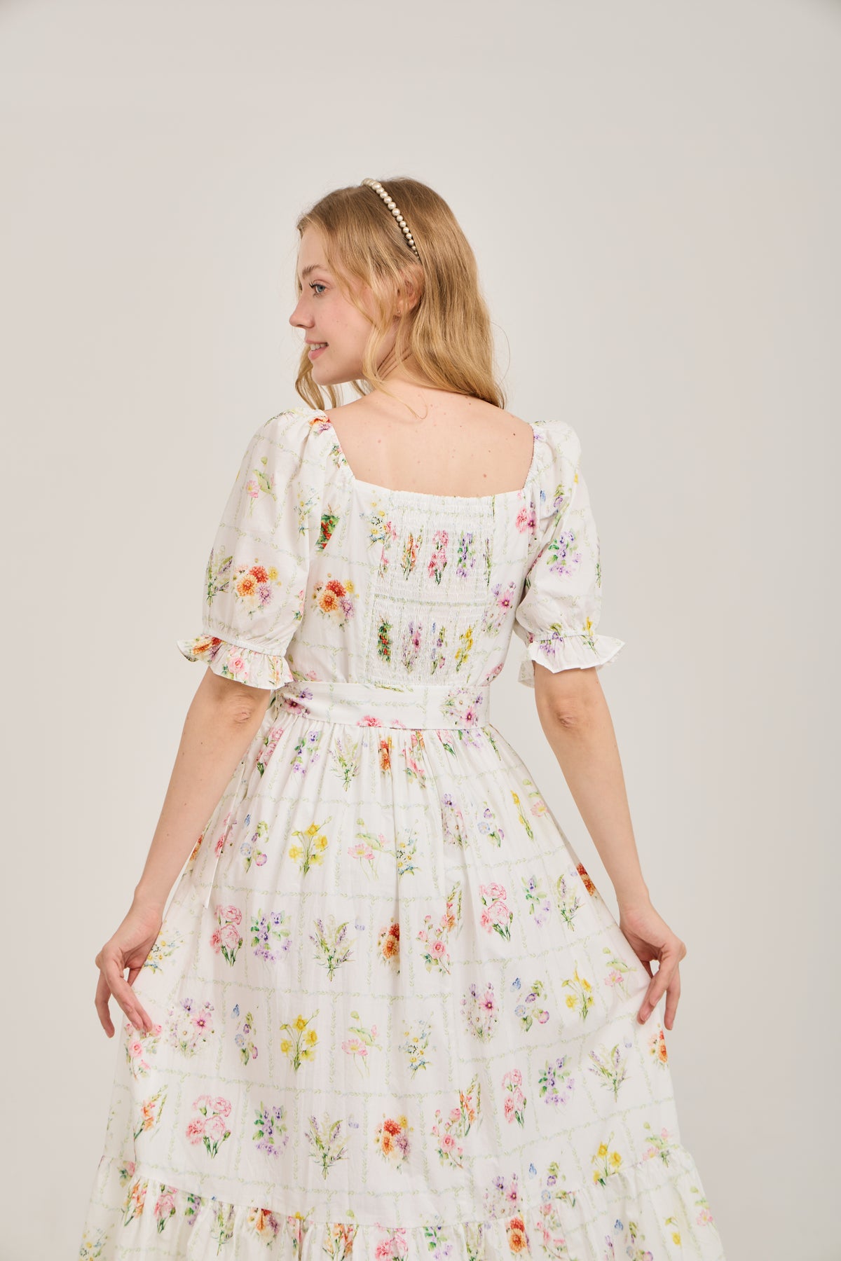 Ann Maxi Dress with Nursing Zippers in Birth Flowers