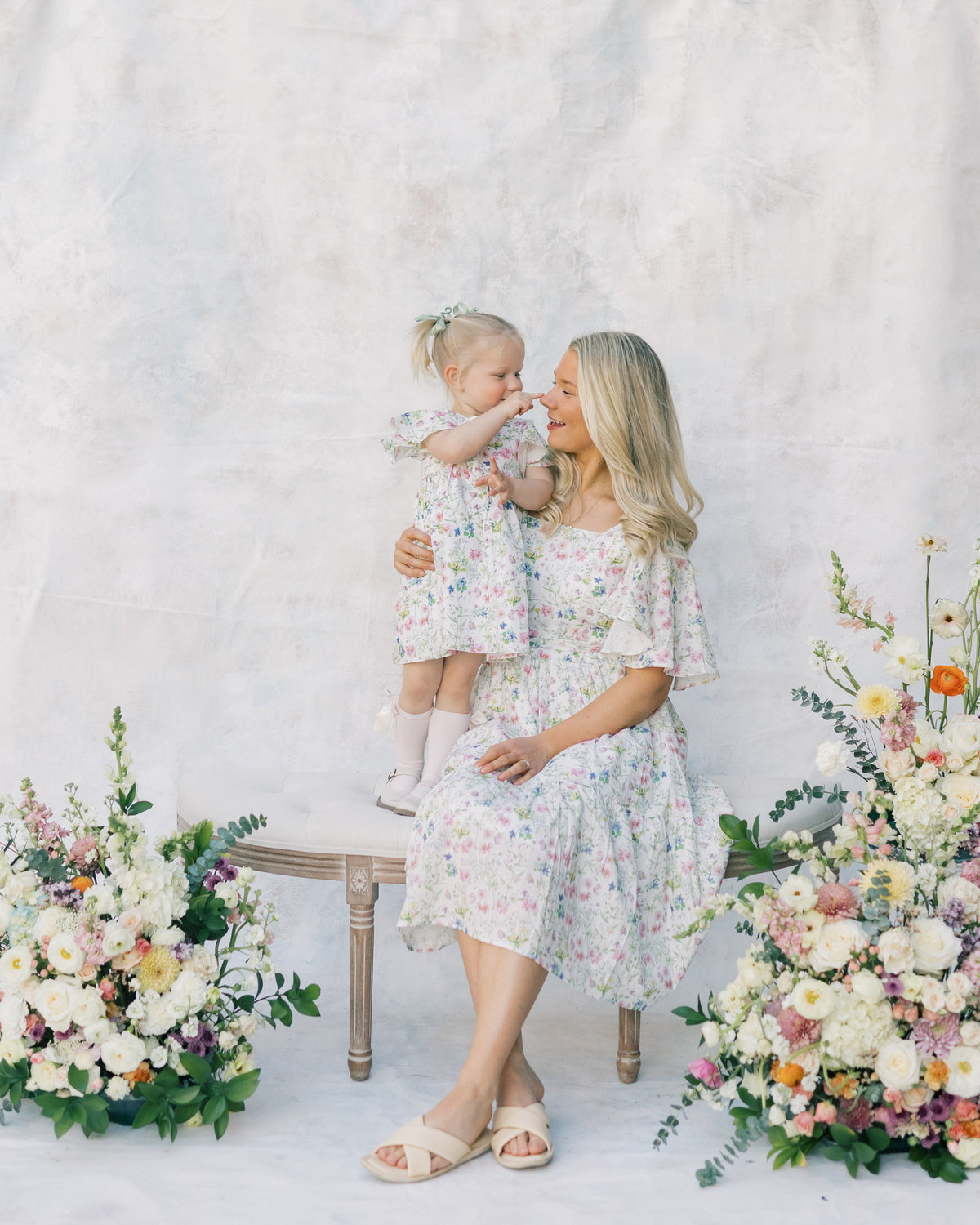 Princess Cotton Midi Dress with Nursing Zippers in Sweet Wildflowers