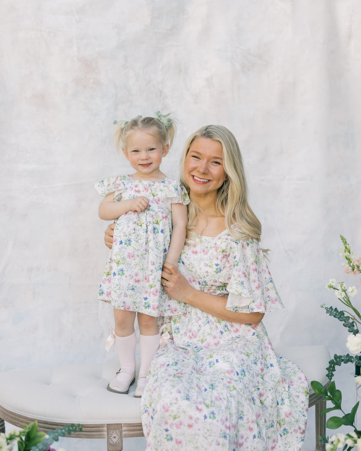 Princess Cotton Midi Dress with Nursing Zippers in Sweet Wildflowers