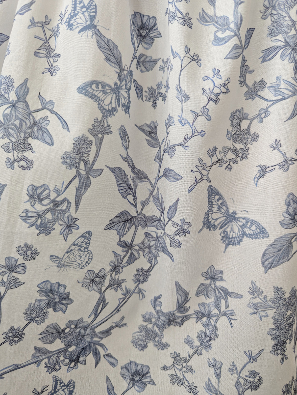 Ann Midi Dress with Nursing Zippers in Blue Toile Butterfly