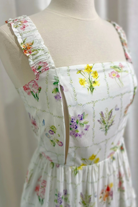 Kanya Dress with Nursing Zippers in Birth Flowers