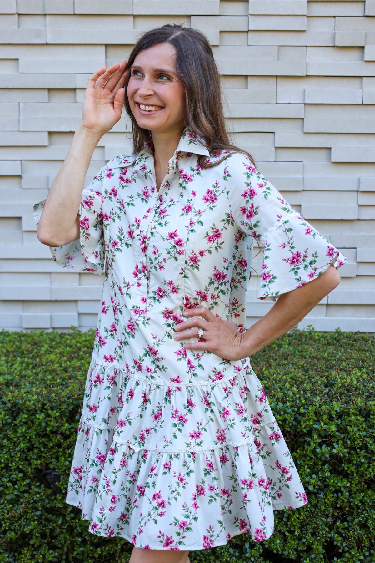 Breezy Dress with Nursing Zippers in Bougainvillea