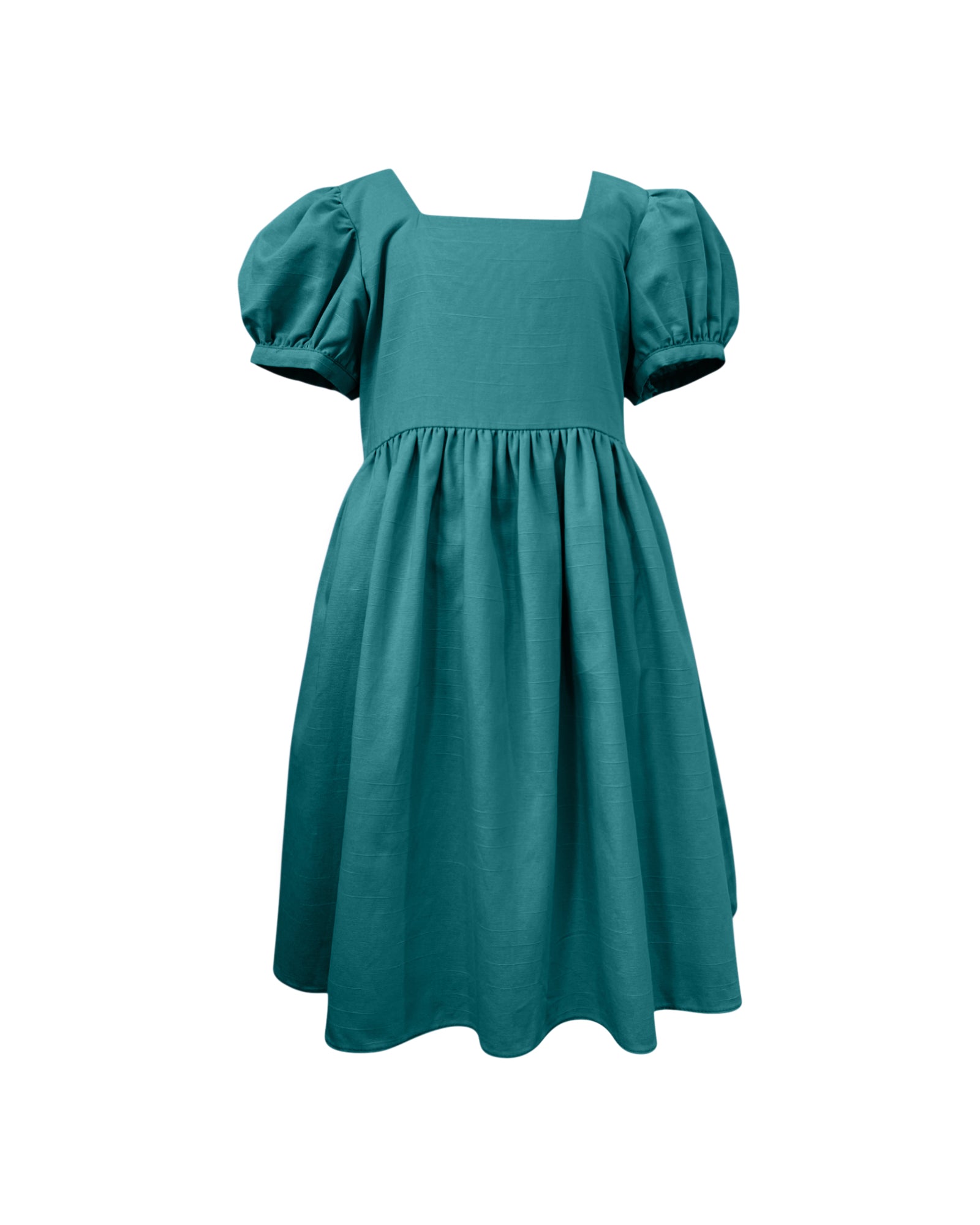 Little Darling Puff Sleeve Dress for Girls in Evergreen (Final sale)