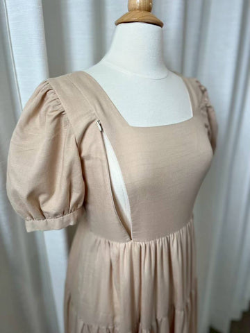 A55: Sample Versa Dress with Nursing Zippers in Brown, Size S