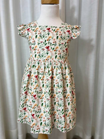 B24: Sample Little Angela Cotton Linen Dress (Girls) in Harvest Blooms, Size XS (6-12m), S (1-2Y), M (3-4Y) - for 2024 batches