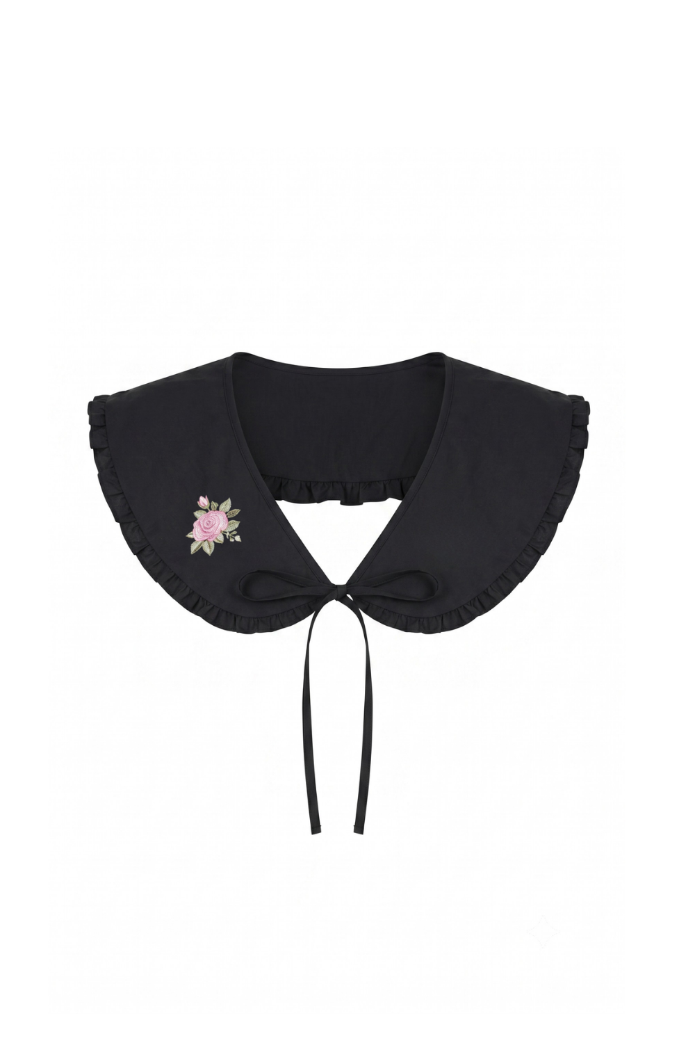 Removable Rose Embroidered Collar in Black
