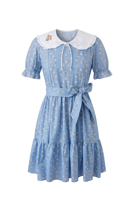 Women's Removable Rose Embroidered Collar in White