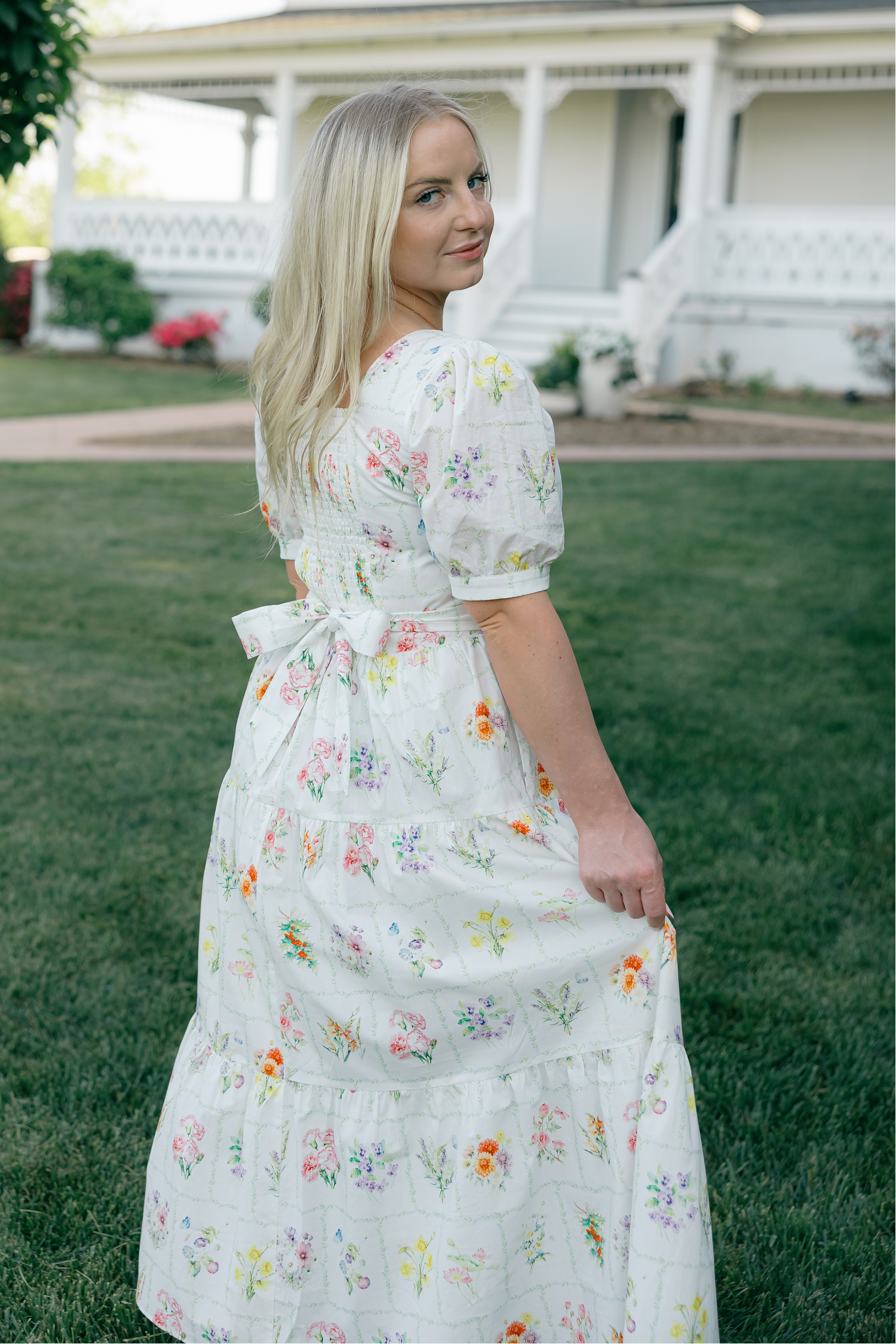 Versa Dress with Nursing Zippers in Birth Flowers