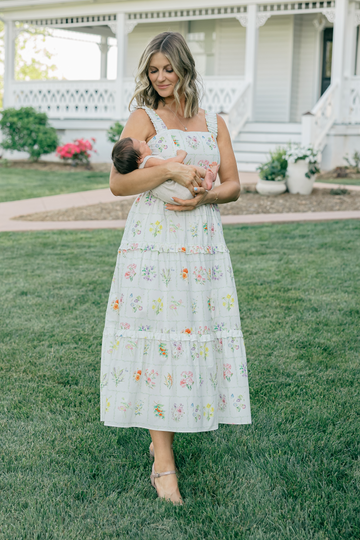 Kanya Dress with Nursing Zippers in Birth Flowers