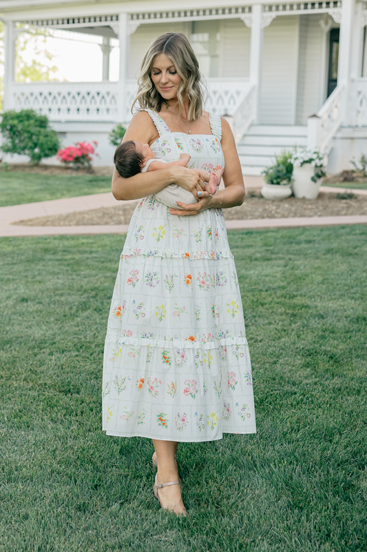 Kanya Dress with Nursing Zippers in Birth Flowers