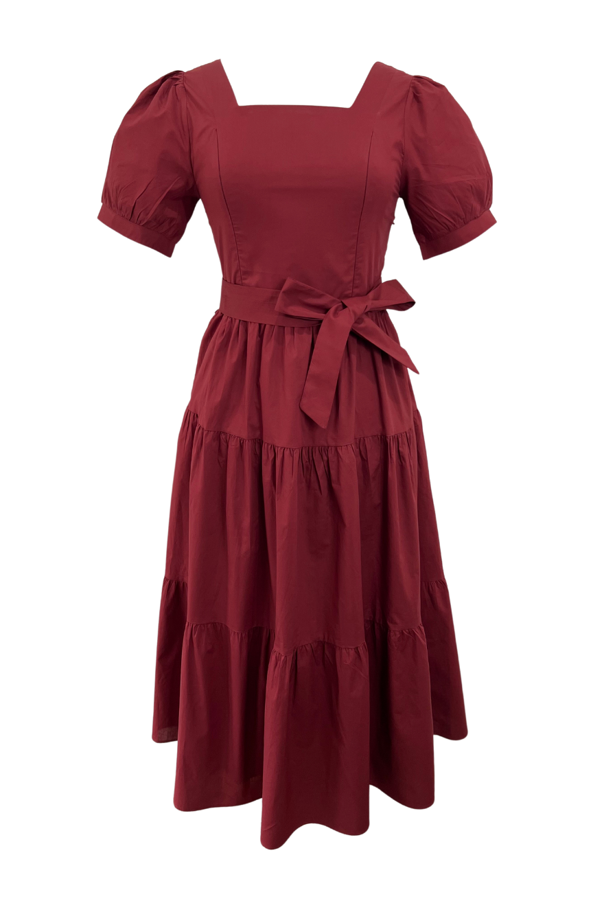 Versa Cotton Dress with Nursing Zippers in Red Burgundy (Final Sale) M (US6/8)