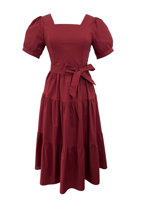 Versa Cotton Dress with Nursing Zippers in Red Burgundy (Final Sale)