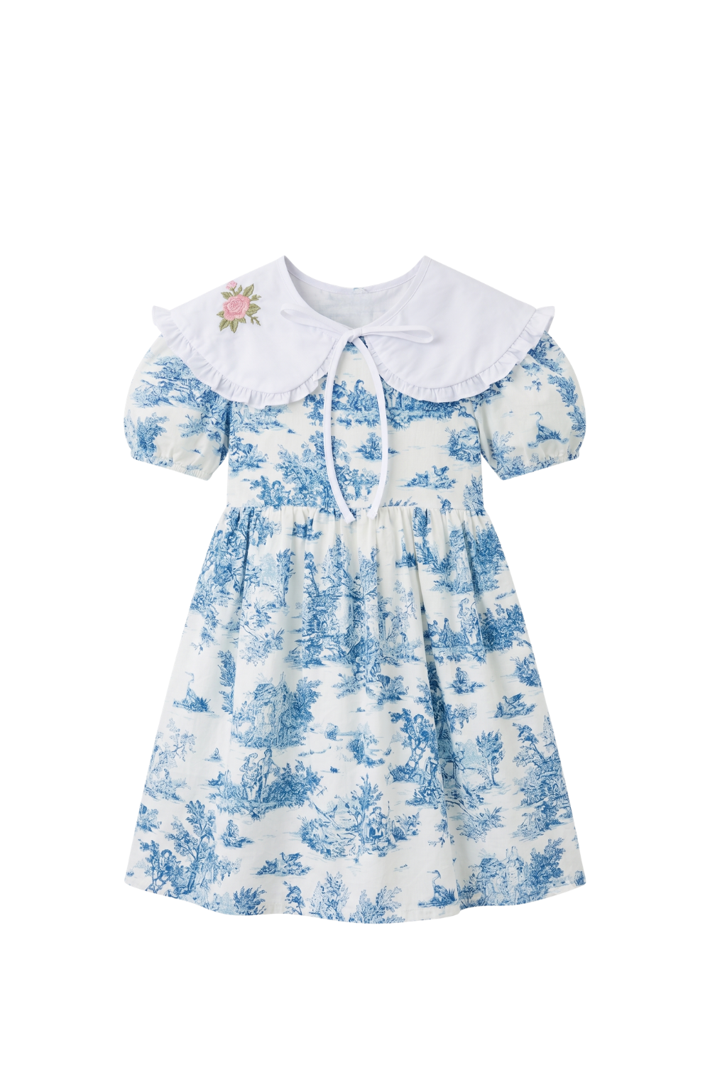 Little Girl's Removable Rose Embroidered Collar in White