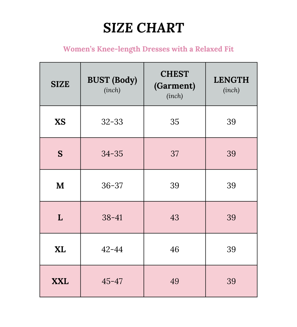 Size chart