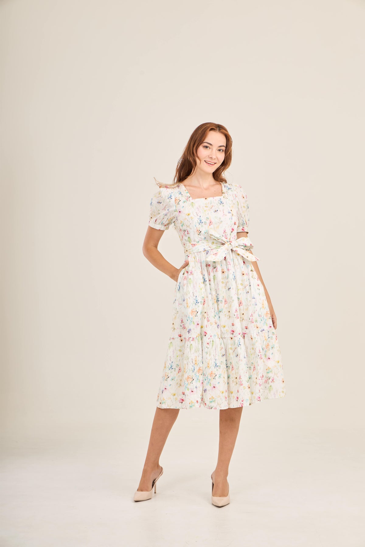 Enchanted Twirl Dress with Nursing Zippers in Wildflowers