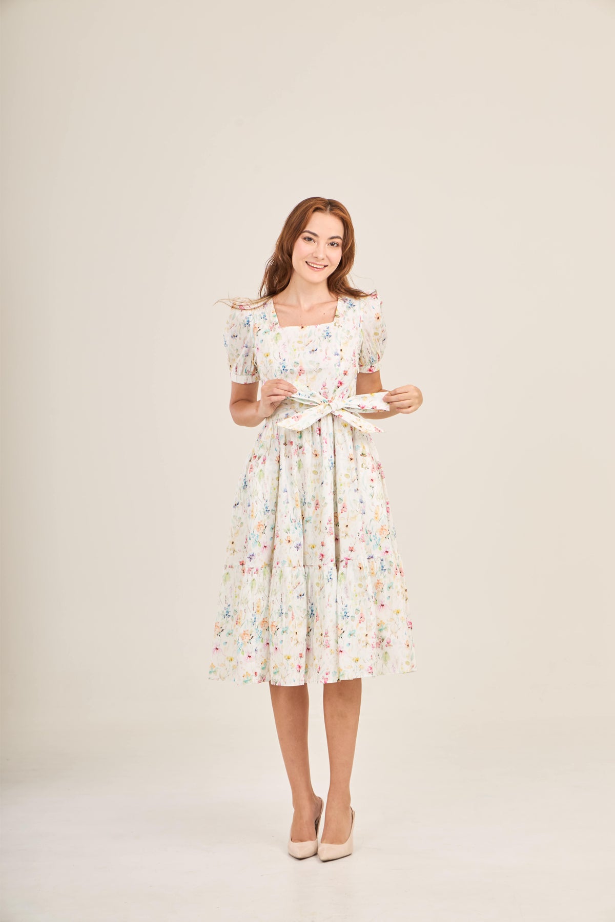 Enchanted Twirl Dress with Nursing Zippers in Wildflowers