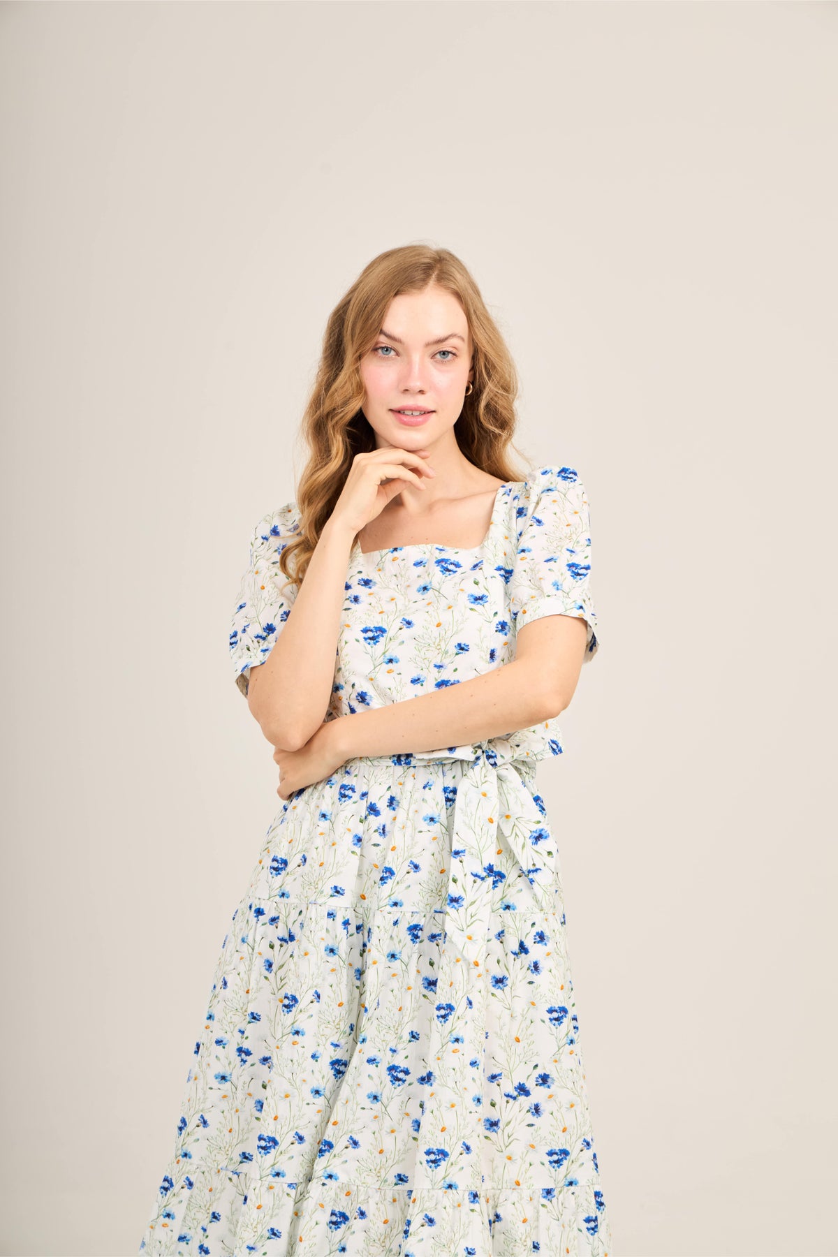 Versa Cotton Dress with Nursing Zippers in Blue Cornflowers