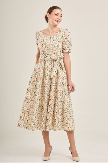 Versa Cotton Dress with Nursing Zippers in Harvest Blooms