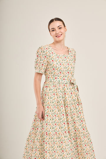 Versa Cotton Dress with Nursing Zippers in Harvest Blooms