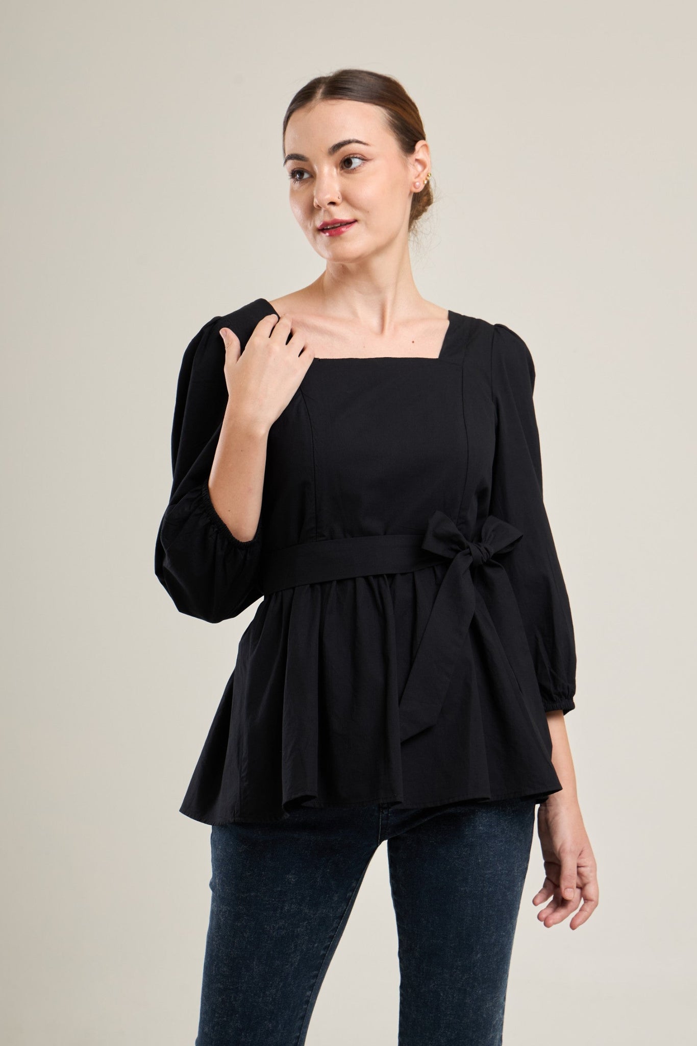 Embrace Cotton Top with Nursing Zippers in Black