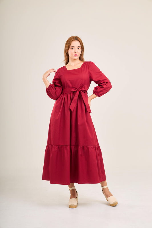 Embrace Long Sleeve Maxi Dress with Nursing Zippers in Burgundy