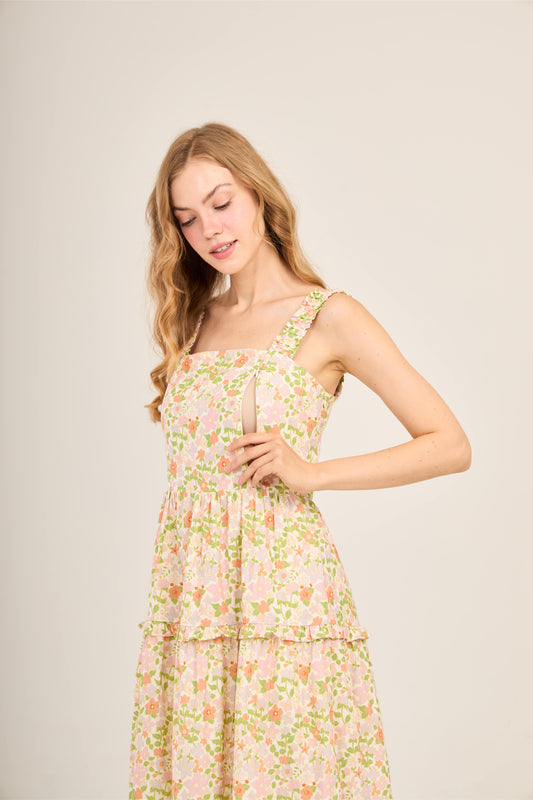 Kanya Dress with Nursing Zippers in Blushing Floral