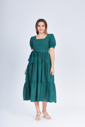 Versa Everywhere Dress with Nursing Zippers in Evergreen (Ready-to-ship)