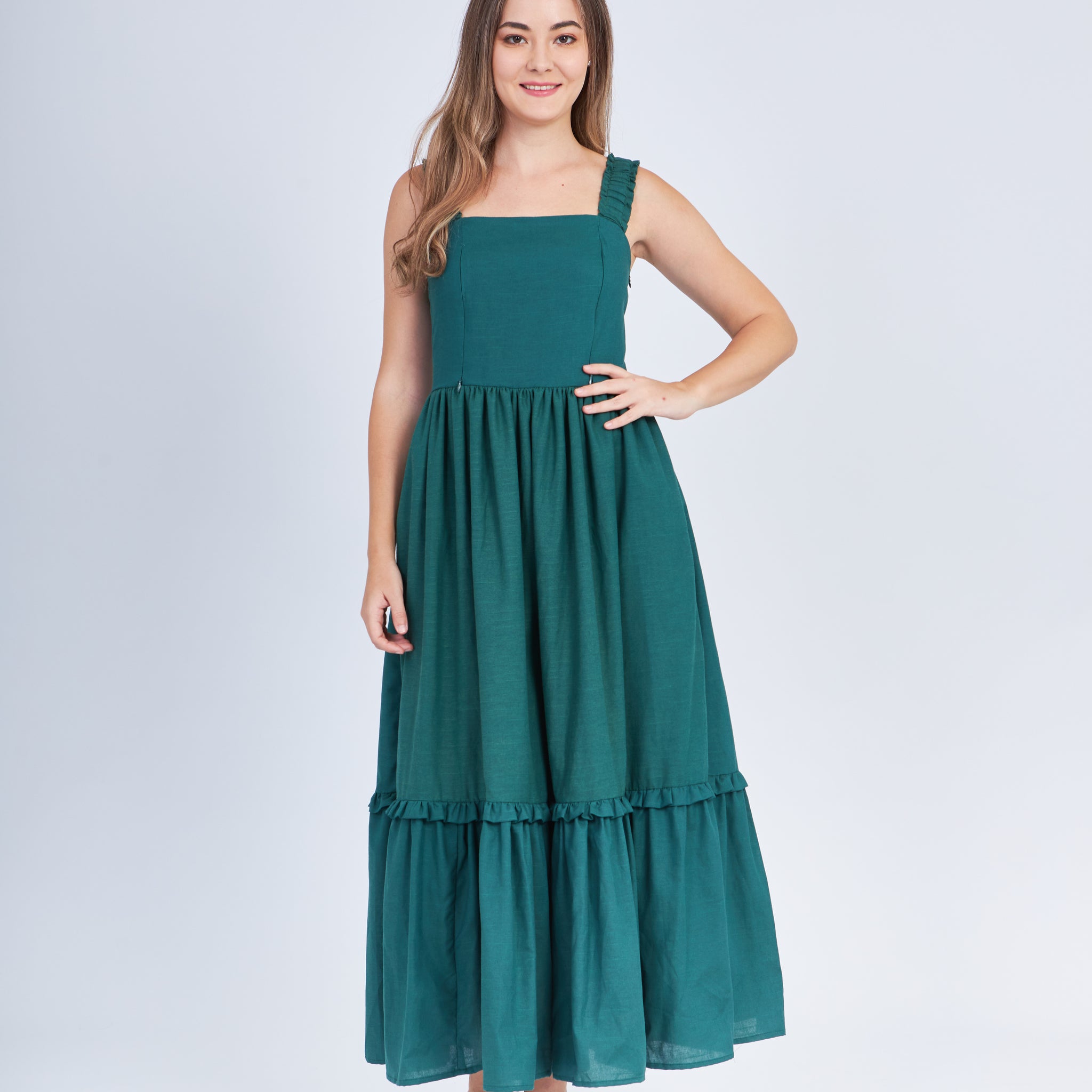 Kanya Maxi Dress with Nursing Zippers in Evergreen (Ready-to-ship)