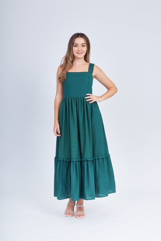 Kanya Maxi Dress with Nursing Zippers in Evergreen, Size XXL (Final Sale)