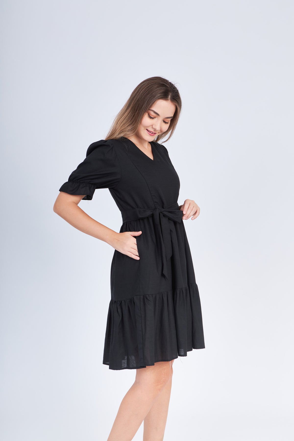 All Day Dress with Nursing Zippers in Black