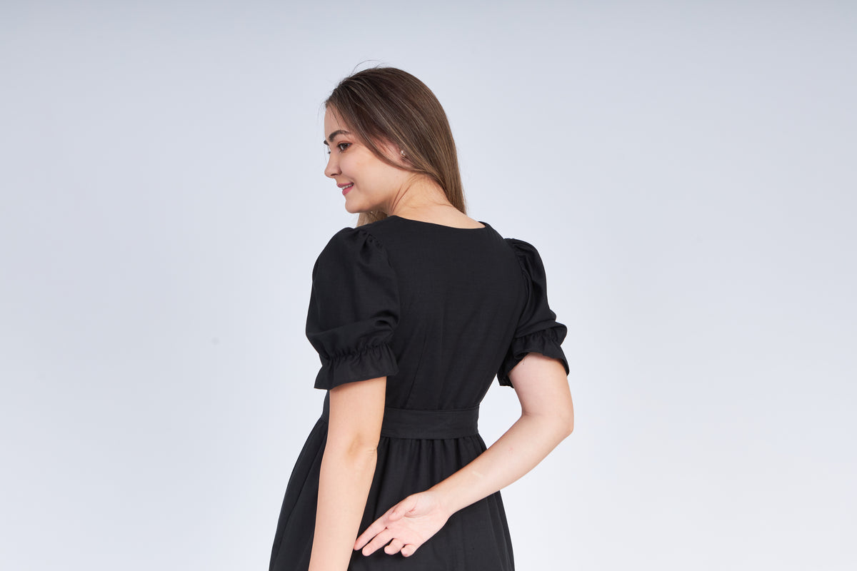 All Day Dress with Nursing Zippers in Black