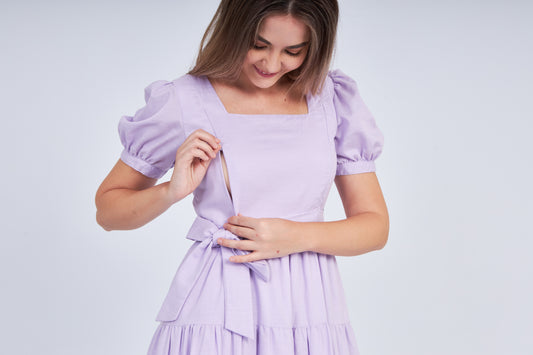 Versa Everywhere Dress with Nursing Zippers in Purple (Ready-to-ship)