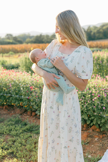 Versa Maxi Dress with Nursing Zippers in Evergarden